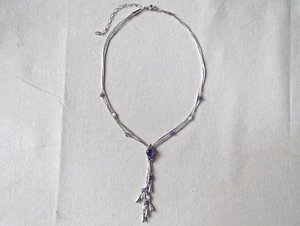 Sterling Silber Cabochon Amethyst Multi Strang mit Amethyst Perle Perlen Halskette - Bild 1 von 12