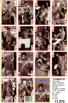 Spielkarten Playing Cards Erotic Sexy Nude Pin Up USA 1992 COWBOYS E 11.272 • 5€