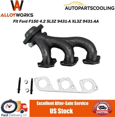 Left Exhaust Manifold Fit Ford F150 4.2 5L3Z 9431-A XL3Z 9431-AA UPGRADE NEW Foto 1 de 4