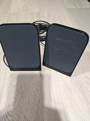 HP USB Business Speakers Wired Desktop Computer PC Audio Stereo Headphone Jack - Image 1 of 4