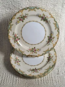 4 Noritake Jasmine 585 Dinner Plates 10" Floral Gold Trim - Picture 1 of 14