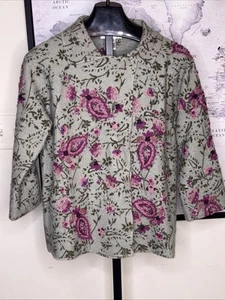 Susan Bristol Women’s XL Jacket Sweater Boiled Wool Embroidered Green Purple  - Picture 1 of 9