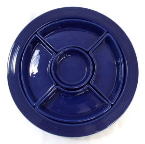 Vintage Fiesta Homer Laughlin 6 Piece Relish  Appetizer Tray Cobalt Blue Older - Picture 1 of 14