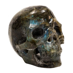 Labradorit Kristallschädel - handgeschnitzt 4,25" großer Kristallschädel - Bild 1 von 9