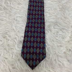 Liberty of London purple multicolor geometric silk necktie 54”x4” - Picture 1 of 3