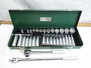SK 33pc 1/2" SAE Metric Socket Ratchet Set Metal Tool Box Extension Deep Breaker - Picture 1 of 7