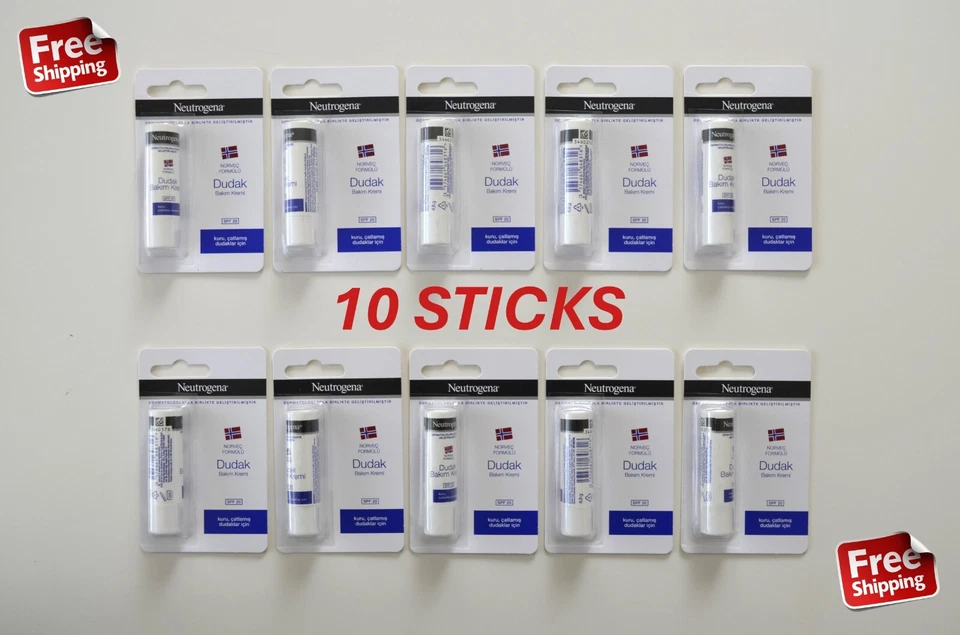 4 X Sticks of 'Neutrogena Lip Balm Norwegian Formula SPF 20' 4 sticks 8 gr