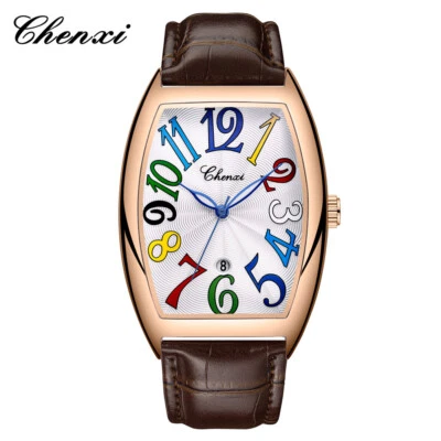 CHENXI Hombre Reloj Rectángulo Cuero Cuarzo Reloj Pulsera Oficina Hombre Calendario Reloj Foto 1 de 4