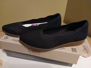 New Black Flats Womens Mesh Stretch Skechers Cleo’s Memory Foam Size 9.5 - Picture 1 of 6