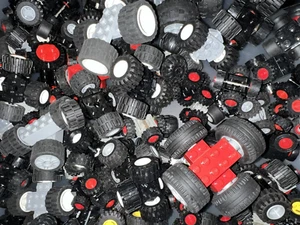 Lego® 50 Räder Reifen mit 25 Achsen bunt gemischt für Autos - Bild 1 von 1