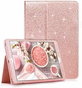 Genuine Bling Glitter iPad Book Case Cover For Ipad Air, Air2 9.7 2017-18 Mini12 - Picture 1 of 32