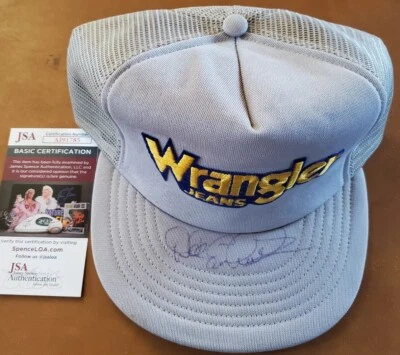 Vintage Autographed Dale Earnhardt Sr Hat Cap JSA Nascar Wrangler Jeans Early - Image 1 of 4