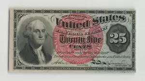 USA 25 Cents 1863 FRACTIONAL CURRENCY, FR 1307, 4th Issue Original UNC (hinge) - Picture 1 of 2
