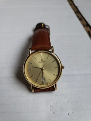 Reloj Hombre Grovana 1219 Hecho en Suiza Tono Dorado Batería Nueva ¡Raro! ¡Leer! Foto 1 de 4