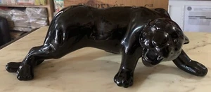 LARGE 18" STATUE SCULTURE CERAMIC BLACK PANTHER EYE SWAROVSKI - Picture 1 of 16