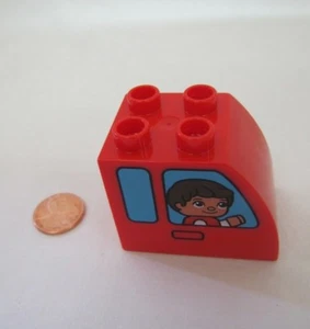 Rare Lego Duplo Red Truck Car Cab Boy Girl Driver Printed Block Specialty Part - Picture 1 of 4