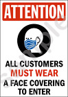 3 x ATTENTION WEAR A FACE MASK SIGN 19COVID A4 LAMINATED INDOOR OUTDOOR SAFETY