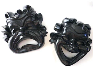 Theatrical Comedy Tragedy Plastic Mask Set Theater Drama Small Wall Decorations! - Picture 1 of 7