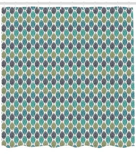 Modern Geometric Pattern Shower Curtain Fabric Decor Set with Hooks 4 Sizes - Picture 1 of 12