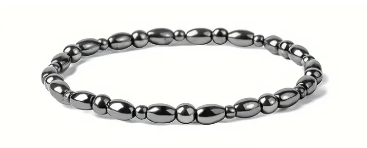 Pulsera tobillo terapia magnética con cuentas de hematita gris metal pistola para mujer u hombre Foto 1 de 1