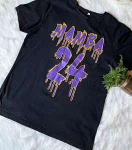VTG Kobe Bryant Mamba 24 Spray Paint Splatter Drip T-Shirt LA Lakers Graphic Tee - Picture 1 of 3