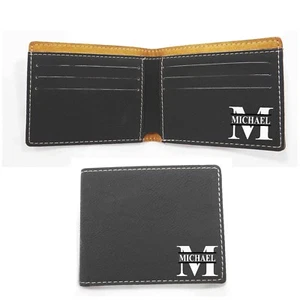 Personalized Leather Bifold Mens Wallet Boyfriend Dad Husband Groomsmen Gift  - Picture 1 of 1