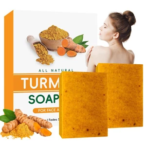 1/2X Turmeric Soap Skin Whitening Dark Spots lightening Acne Brightening Tumeric - Picture 1 of 10