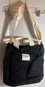 New Black Canvas Tote Shoulder Strap & Handles 13”X 13” Hannaford Full Top Zip - Picture 1 of 9