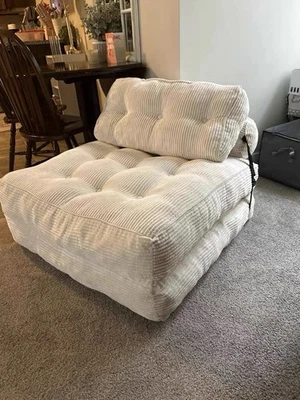 Cream-colored tatami vacuum compression beanbag sofa - Image 1 of 4