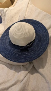 Sparkly Glittery Navy And White Sunhat With Removable Ribbon - Picture 1 of 5