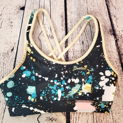 JUSTICE Girls Metallic Reversible Athletic Sports Bra Active Wear Size (12-14) L - Image 1 of 4