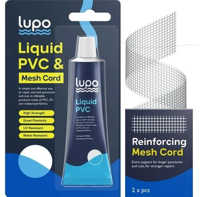 2 Lupo PVC Glue + Mesh Cord Air Mattress Patch Kits PVC Repair Hvy Dty Exp 12-26