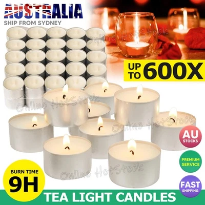 Tea Light Candles 9 Hour 50-600x Tealight Candle Tea Lights Tealights White - image 1 of 4