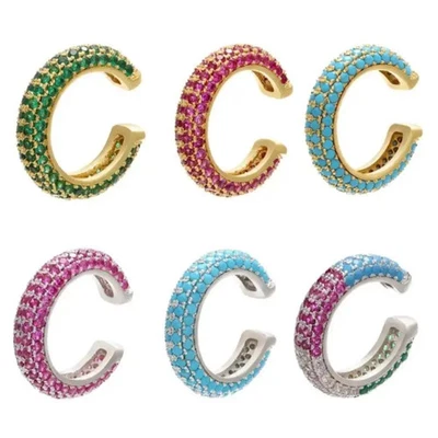 Brazalete de oreja de acero inoxidable en forma de C para mujer circonita cúbica clip de cristal joyería sin perforación Foto 1 de 4