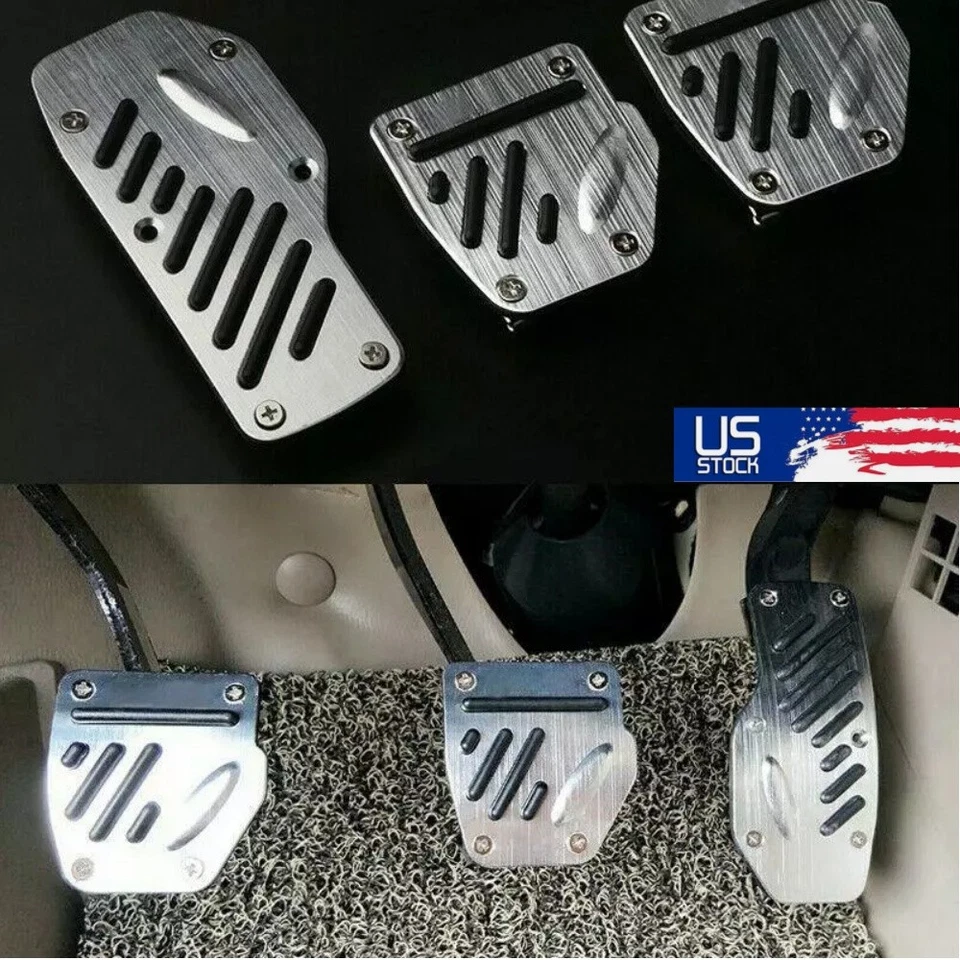 Cubierta de pastillas para pedales de pedal acelerador de coche de aleación de aluminio de 3 piezas para embrague de freno Foto 1 de 4