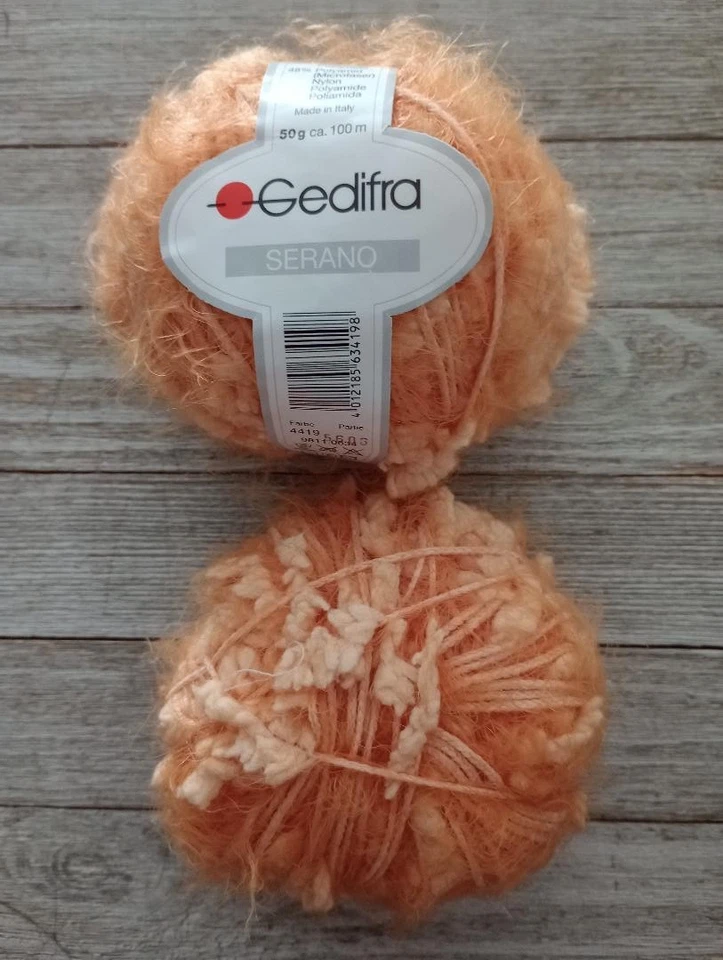 钩针编织 gedifra 纱绒球 2 骨 50 克 全部分 3.1 盎司 总桃子 — 第 1/2 张图片