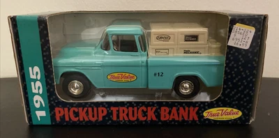 VINTAGE 1993 ERTL TRUE VALUE HARDWARE 1:25 DIE CAST 1955 CHEVY PICKUP TRUCK BANK - Image 1 of 4