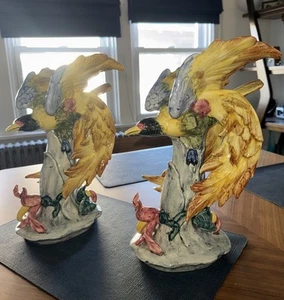 RARE Antique Stangl Pottery #3625 Bird Of Paradise 14" Sculpture Set - MINT - Picture 1 of 12
