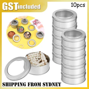 10pcs Round Metal Tin Box Storage Container Case Clear Lid 6.5x2.5cm Craft beads - Picture 1 of 11