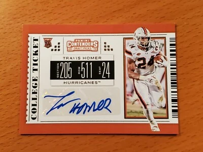 2019 Contenders Draft #276 Travis Homer Miami Seahawks Rookie RB Auto O - Image 1 of 2