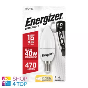 ENERGIZER LED CANDLE BULB SES/E14 S8700 40W 470LM 2700K WARM WHITE 5.2W 40W NEW - Picture 1 of 2