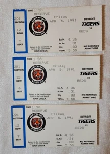 1991 Detroit Tigers Spring Training Ticket Stub VS Cincinnati Reds - Bild 1 von 2