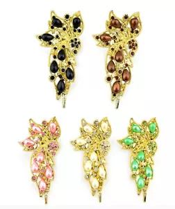 DESIGNER INSPIRED PINK GREEN BLACK BROWN FAUX PEARL GEM GOLD HAIR CLIP CLAW NEW - Picture 1 of 3