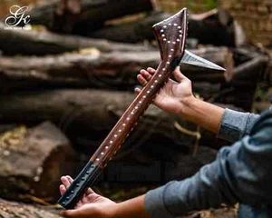 Custom personalized handmade gun stock war club Damascus steel sharp blade - Picture 1 of 5