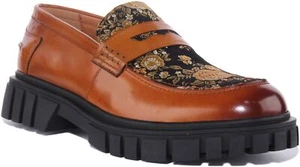 Mocasín Justinreess England Lorenzo estampado floral bronceado para hombre EE. UU. 7-13 - Imagen 1 de 12