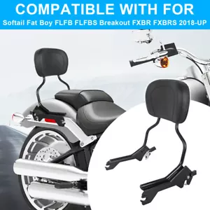 Backrest Sissy Bar for 18-24 Harley Fat Boy FLFB FLFBS Breakout FXBR FXBRS Black - Picture 1 of 8