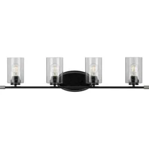 Riley Collection 4-Light Matte Black Clear Glass Modern Bath Vanity Light - Picture 1 of 7
