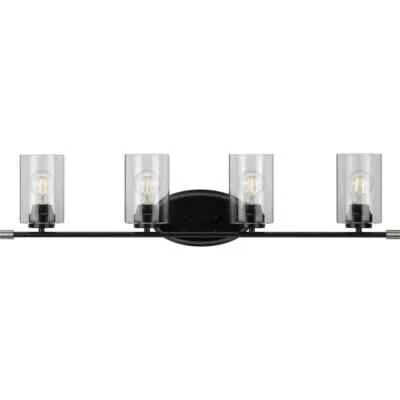 Riley Collection 4-Light Matte Black Clear Glass Modern Bath Vanity Light - Image 1 of 4