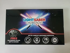 STAR CHOPSTICKS | FREE BOTTLE OPENER | 4 PAIRS DARK BOX | Lightsaber - Picture 1 of 4