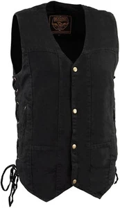 MILWAUKEE PERFORMANCE MENS 10 POCKETS BLACK DENIM VEST w/ 2 CONCEAL POCKET -SAGC - Picture 1 of 4